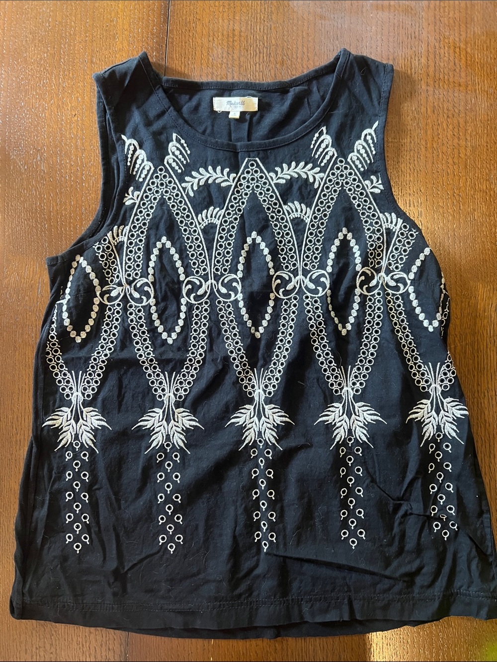 Madewell Embroidered Black Sleeveless Women's Tank Top in S